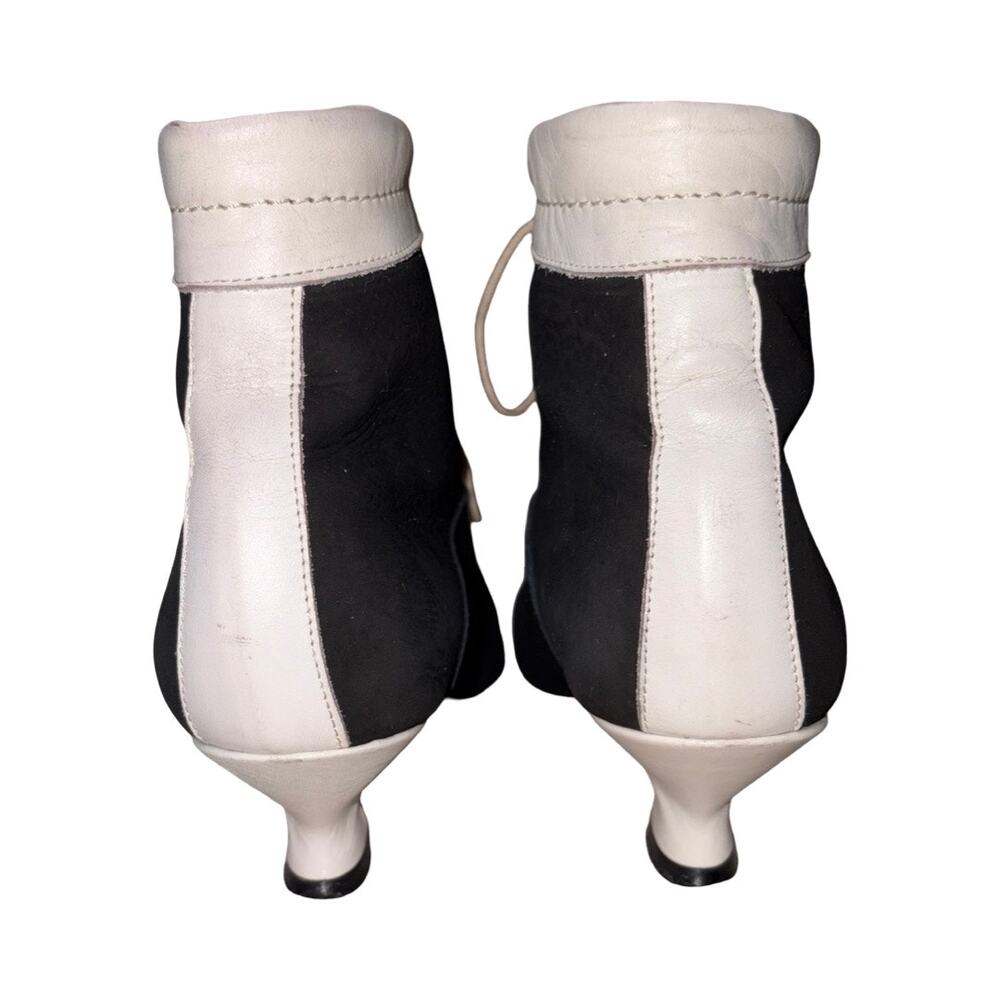 Vintage Free Lance Design by GYR Black White Lace Up Peep Toe Boots Size: 37/ 7 - Picture 6 of 9